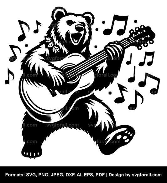 Bear Playing Guitar SVG File