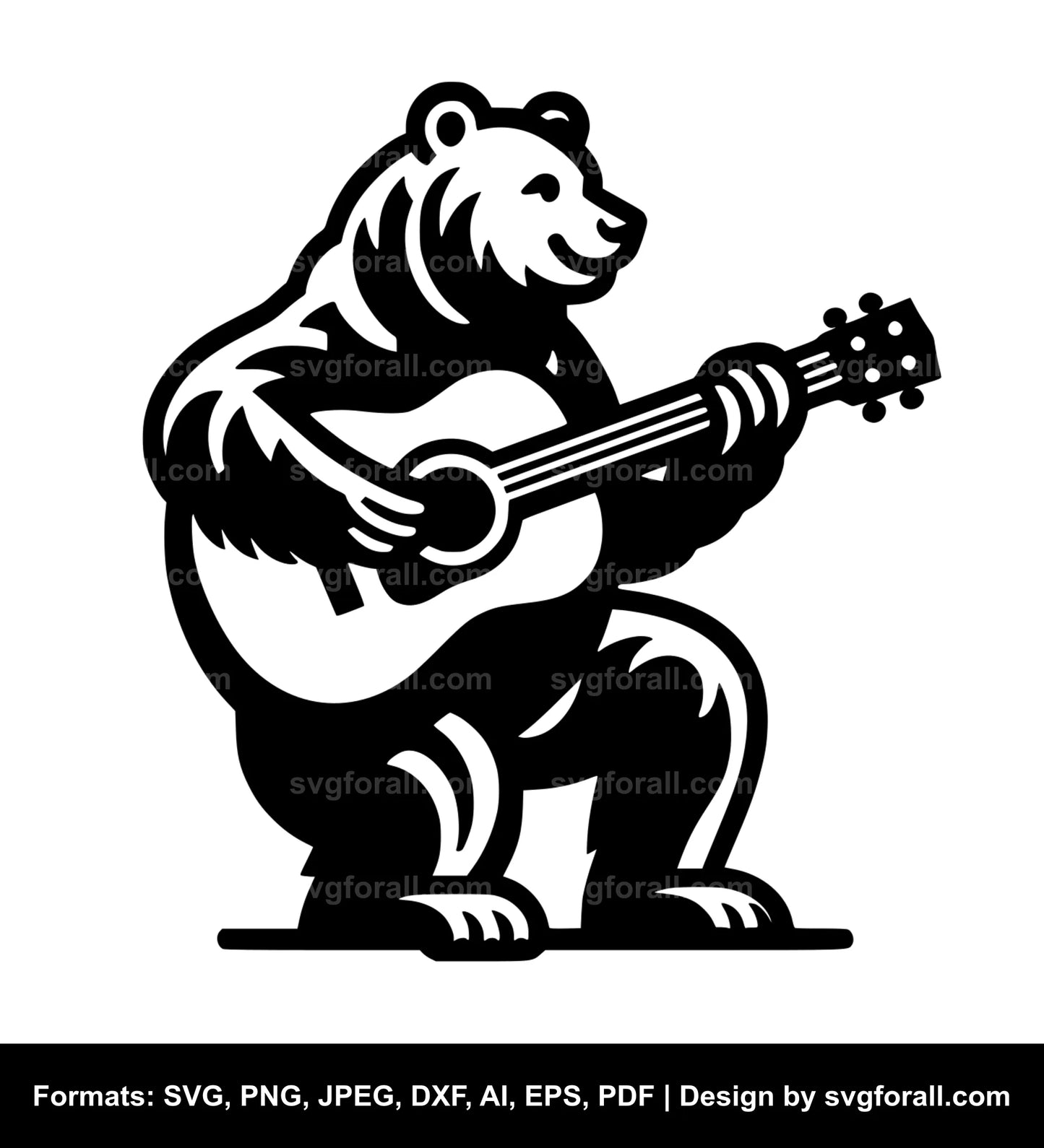 Bear Playing Guitar SVG PNG