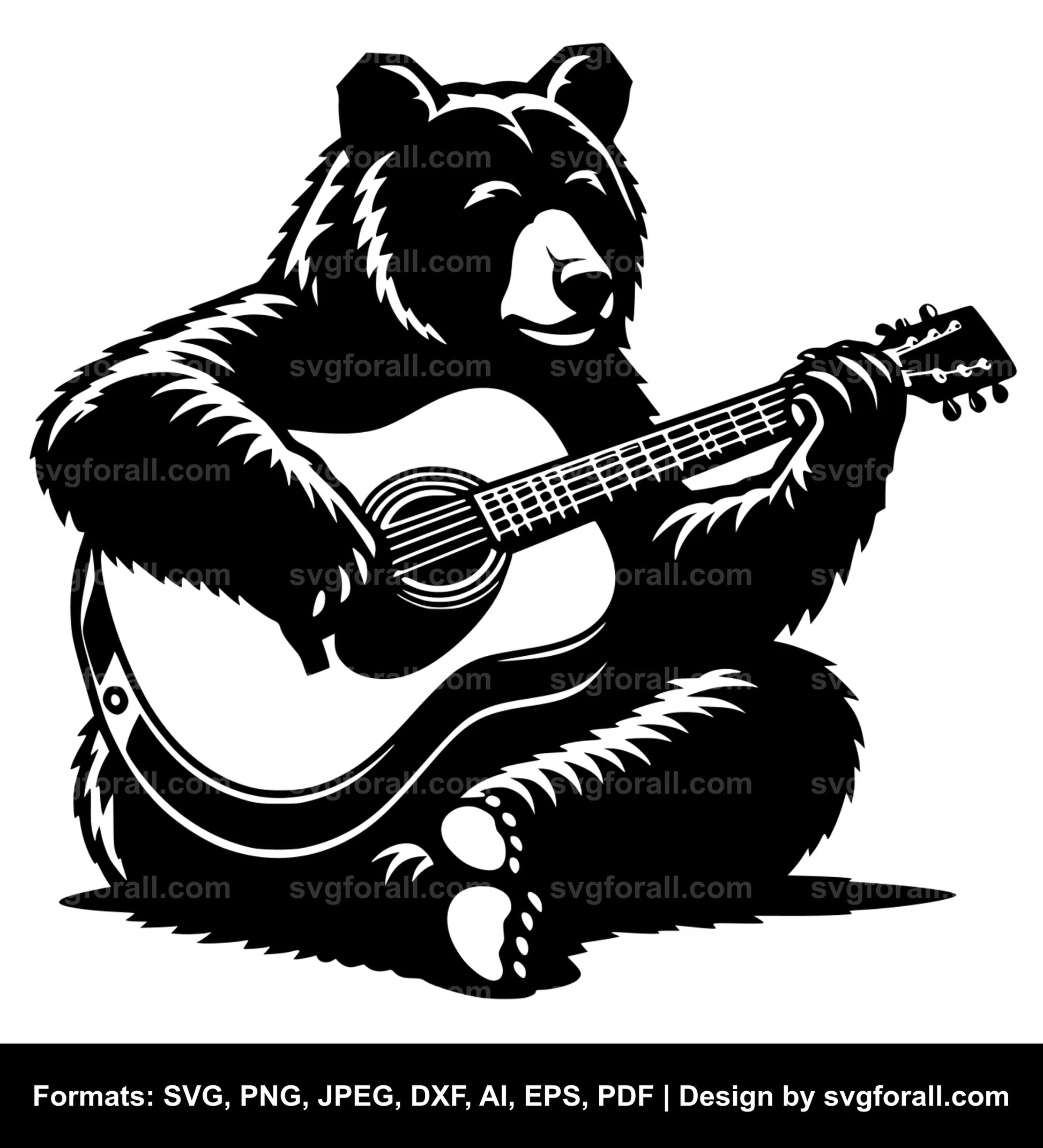 Bear Playing Guitar SVG Vector