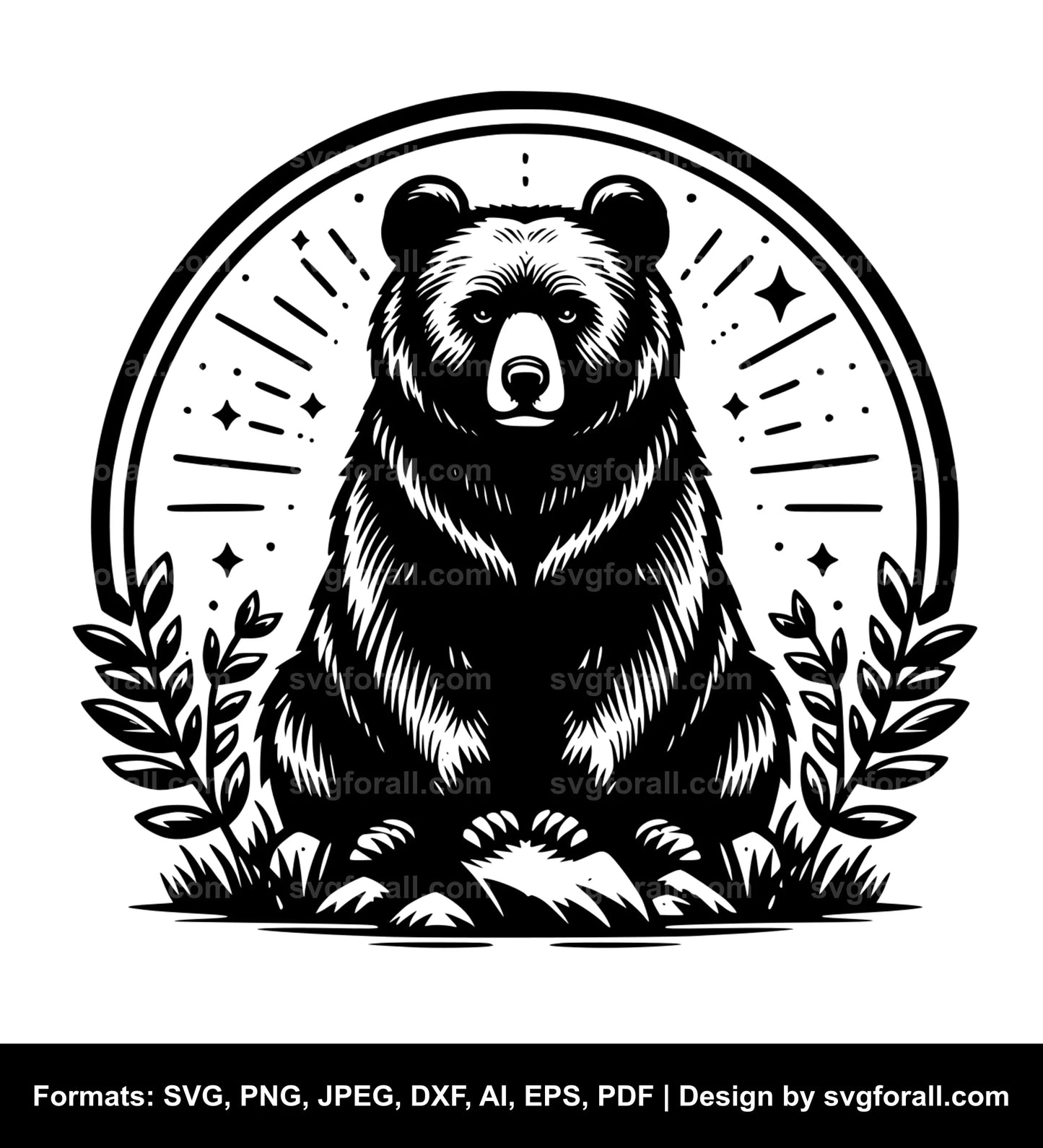 Bear Sitting Black SVG