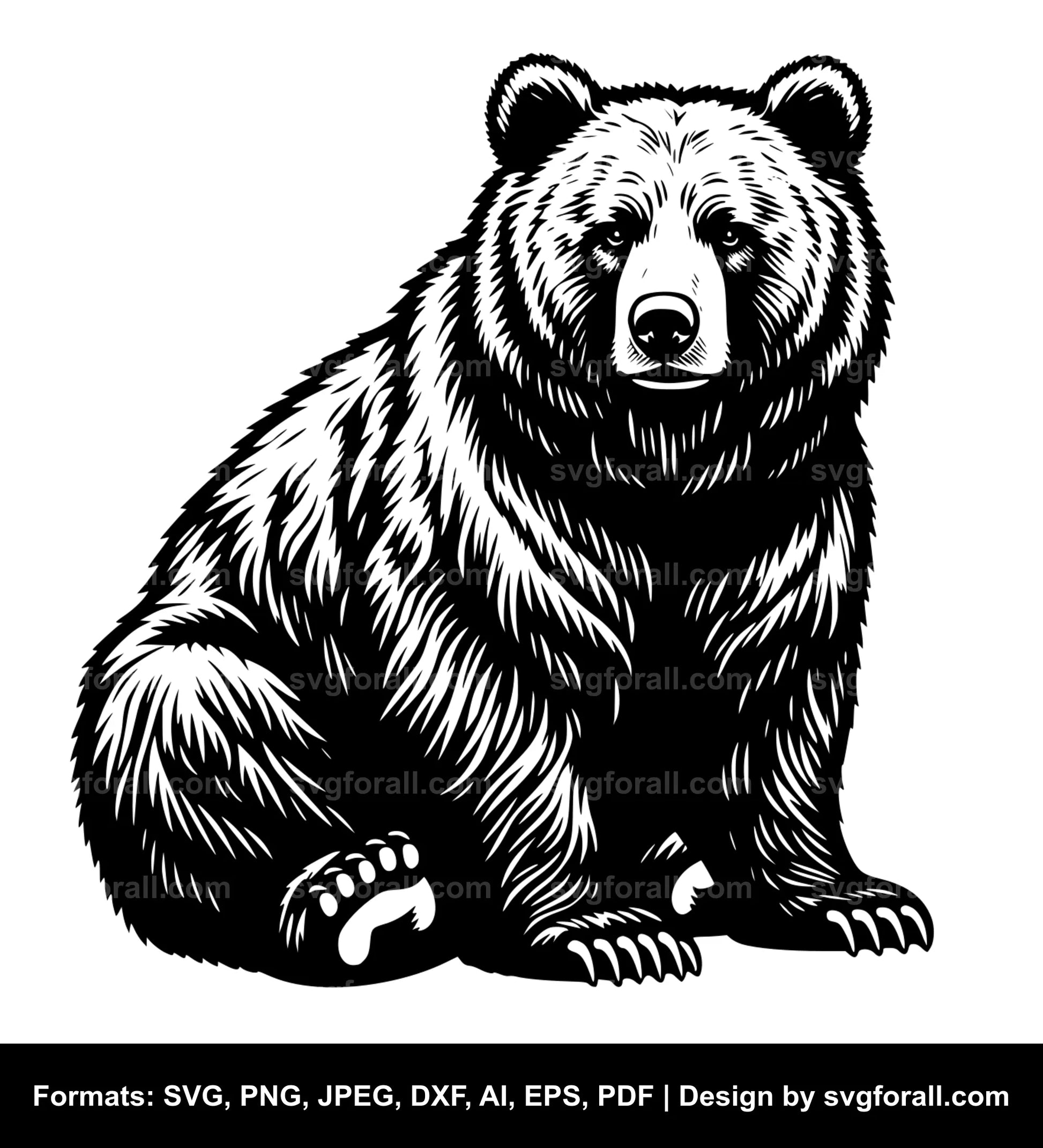 Bear Sitting SVG Vector