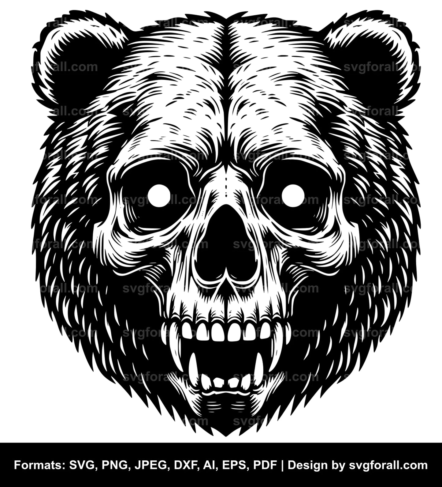 Bear Skull Black SVG