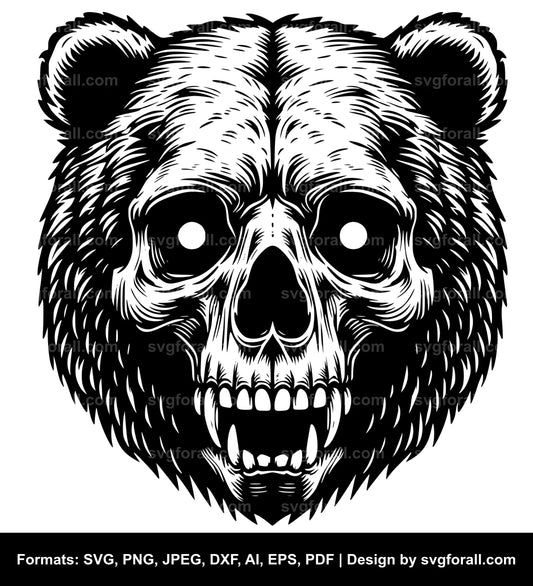 Bear Skull Black SVG