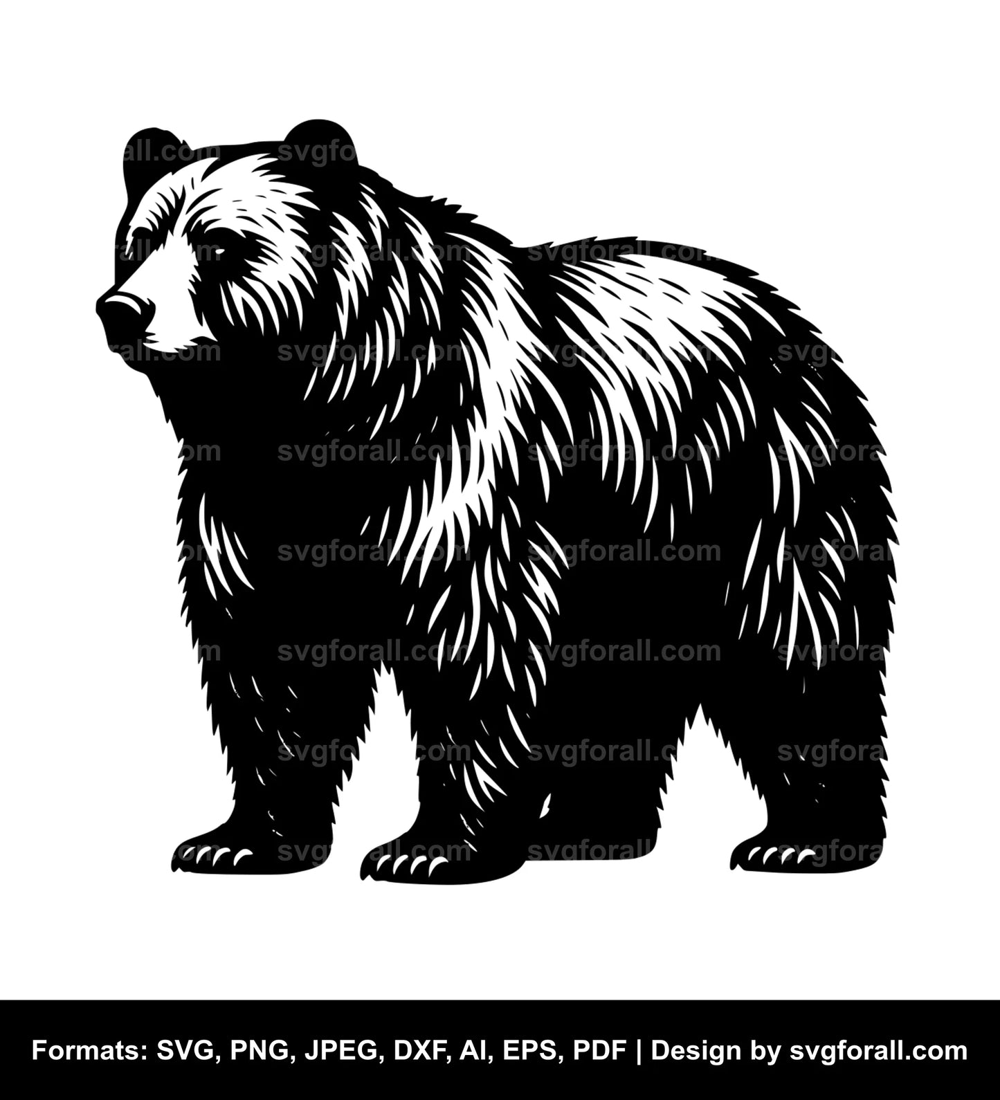 Bear Standing Black SVG