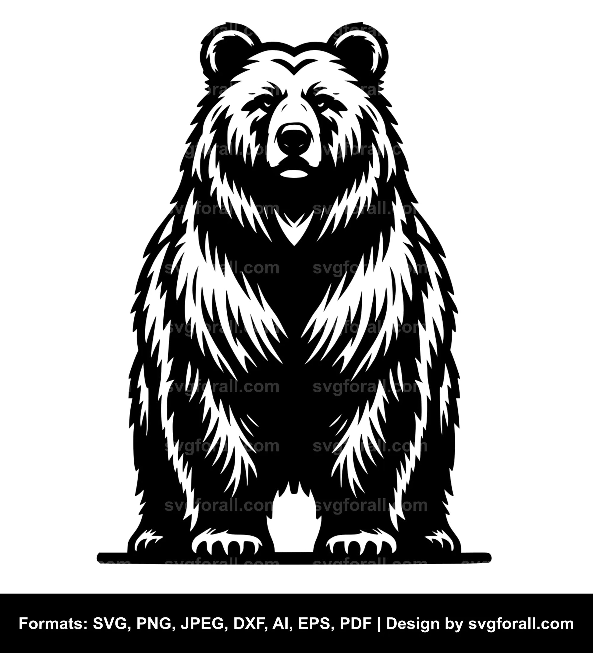 Bear Standing Up Black SVG