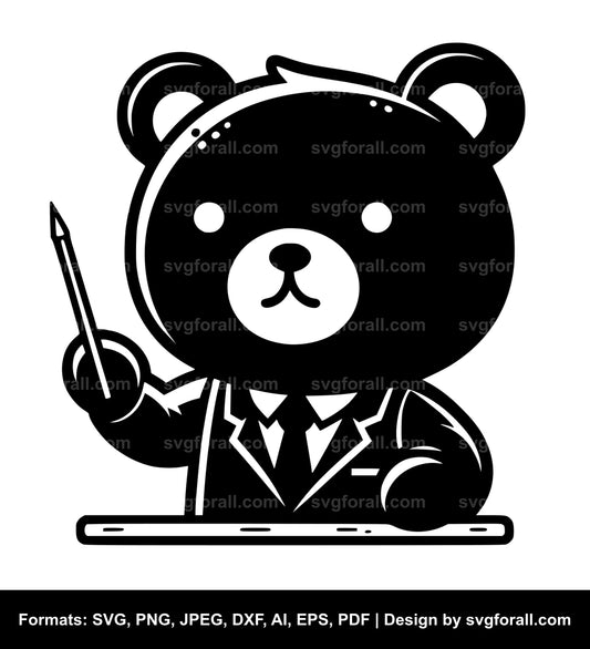 Bear Teacher Black SVG