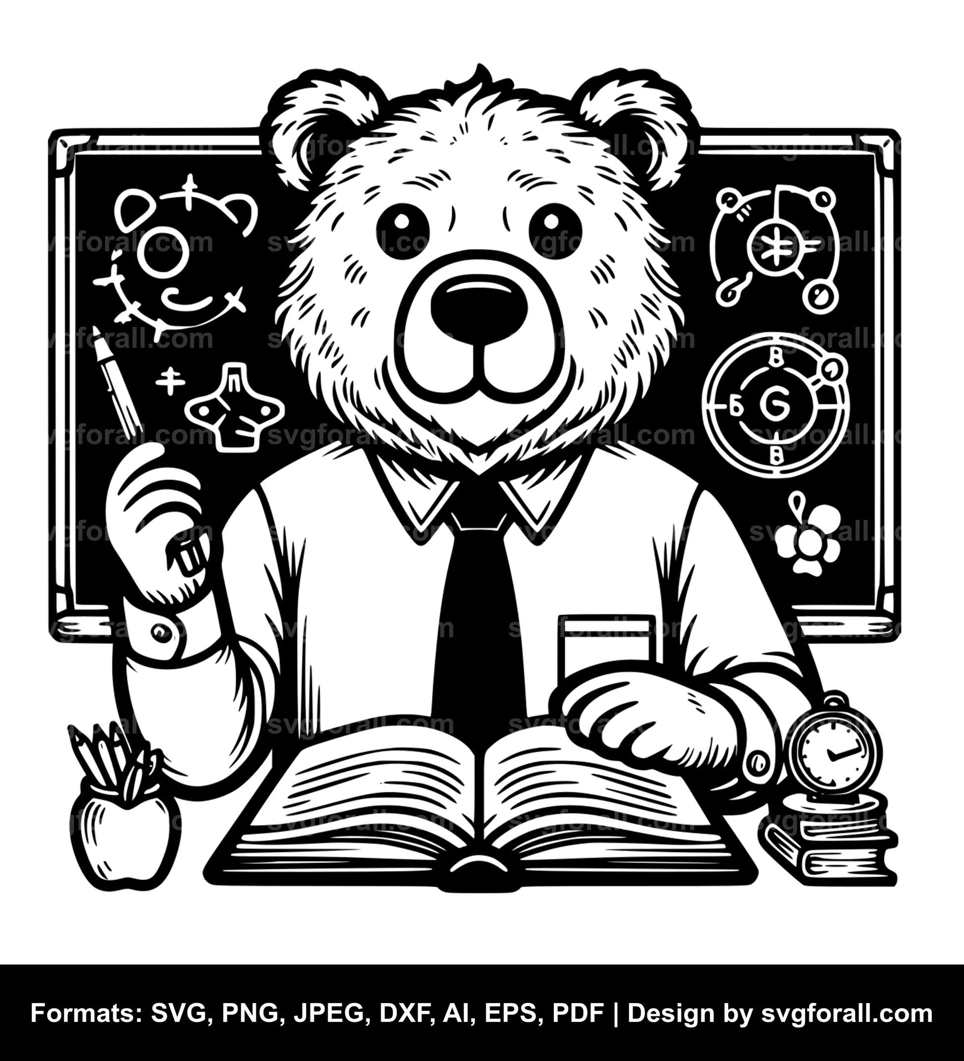 Bear Teacher SVG Vector