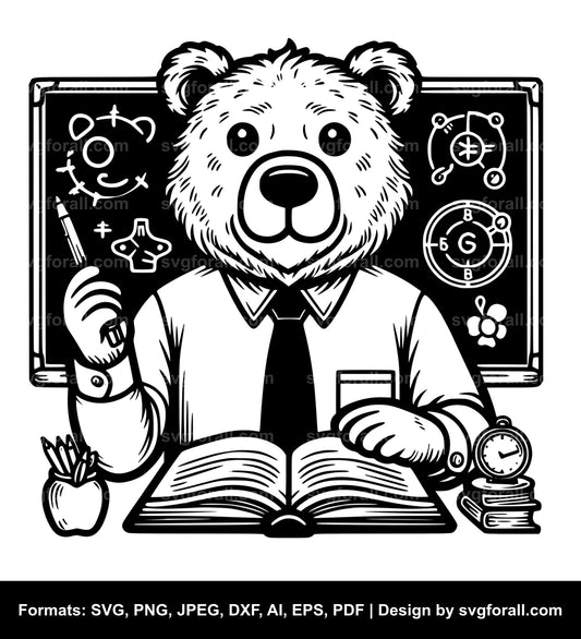 Bear Teacher SVG Vector