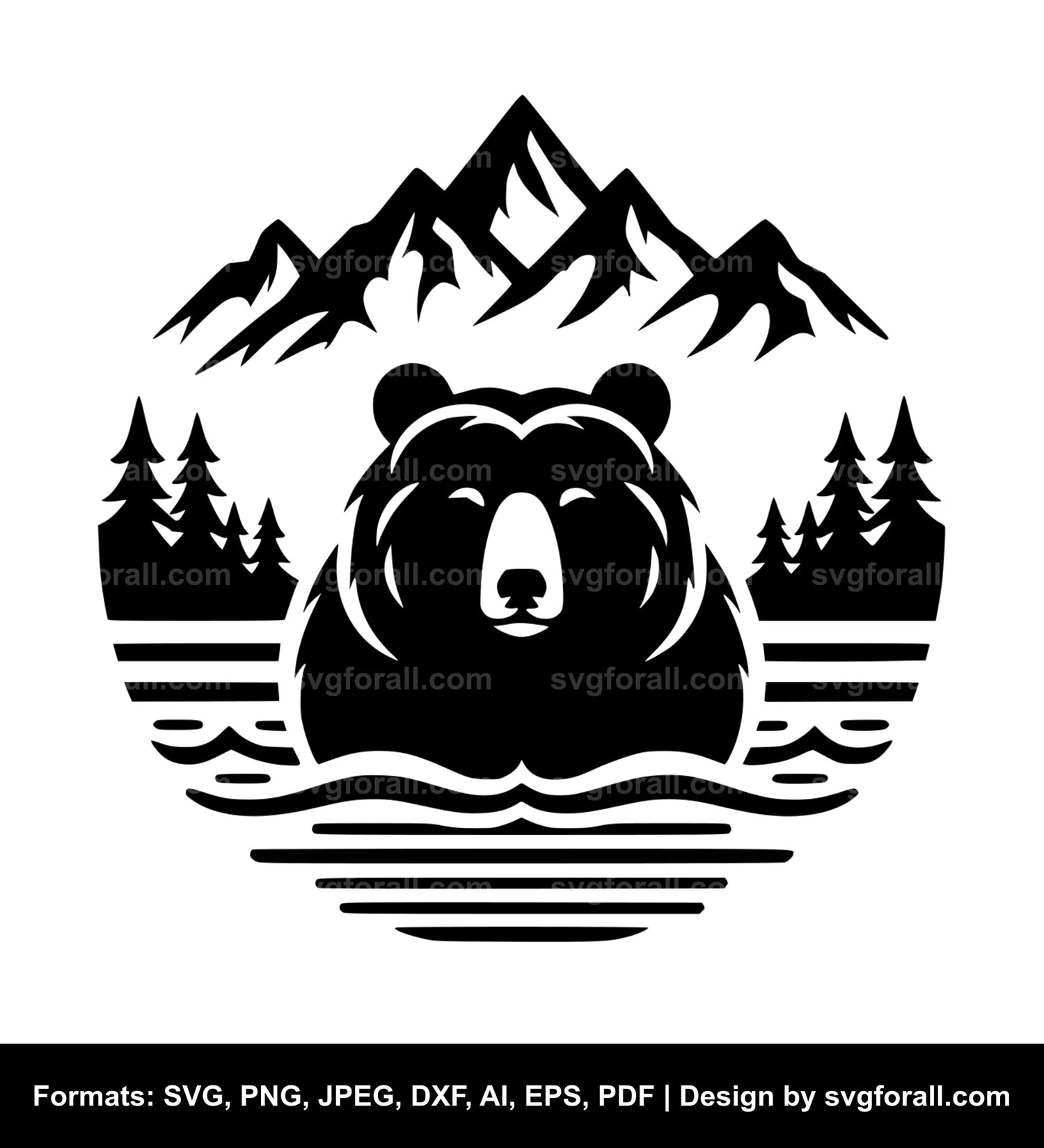 Bear With Mountains Cricut SVG