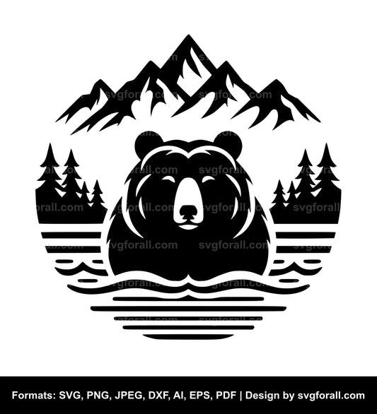 Bear With Mountains Cricut SVG