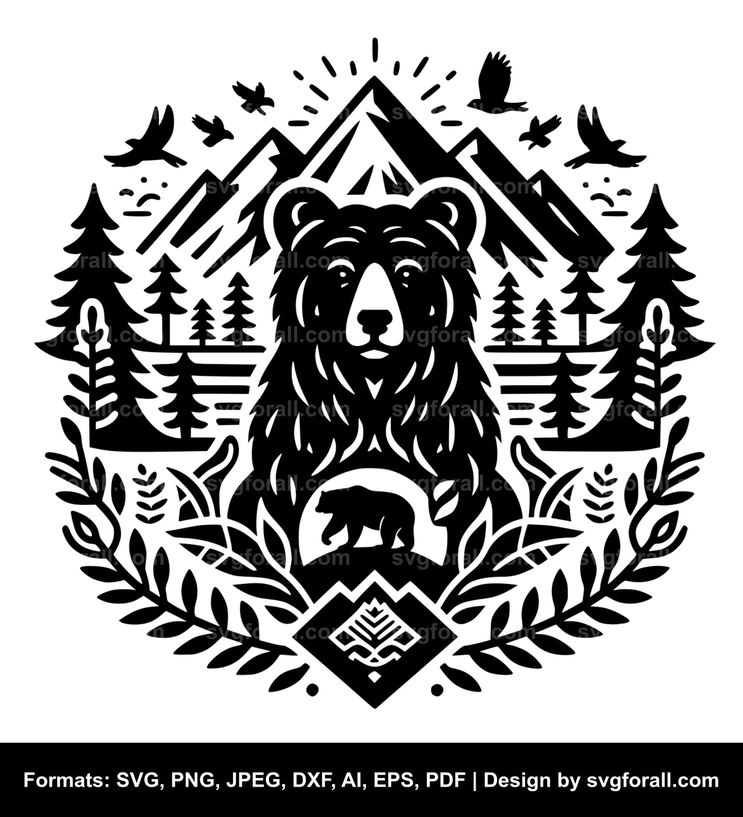 Bear With Mountains SVG