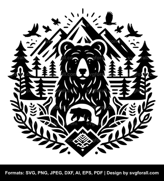 Bear With Mountains SVG