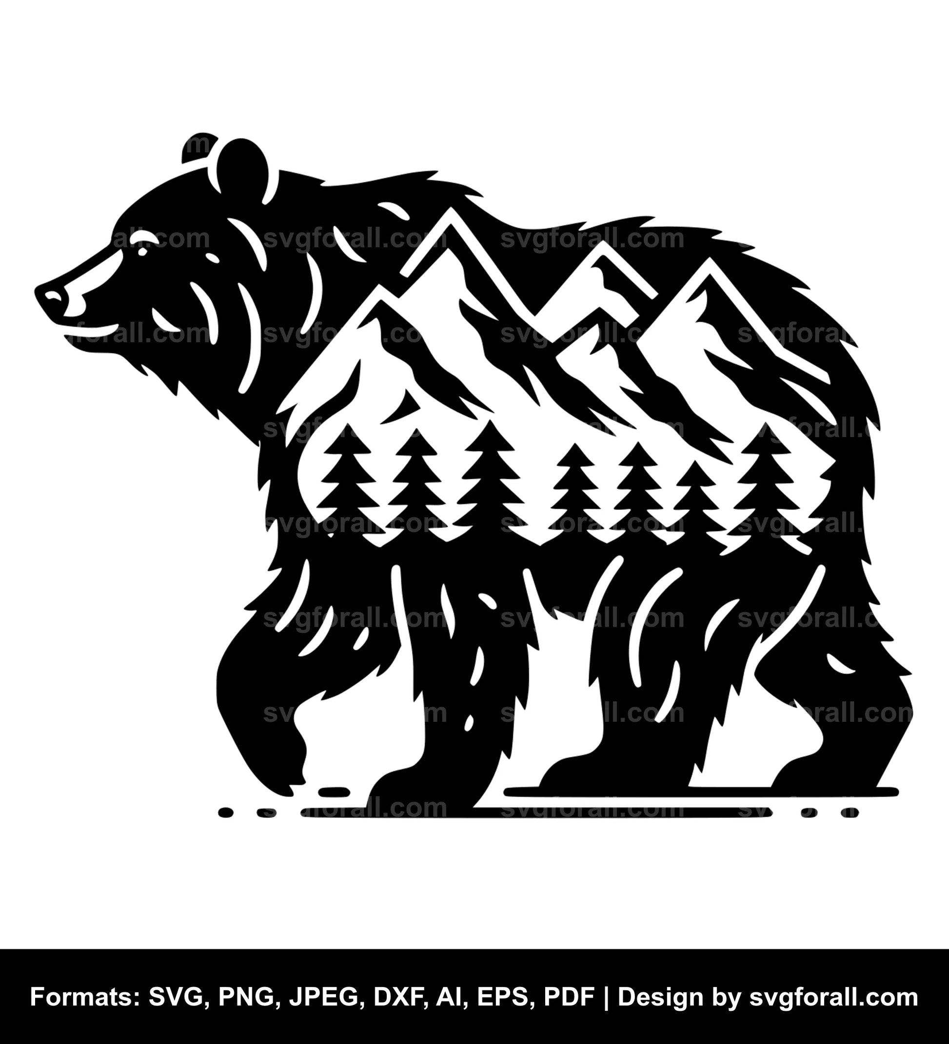 Bear With Mountains SVG File