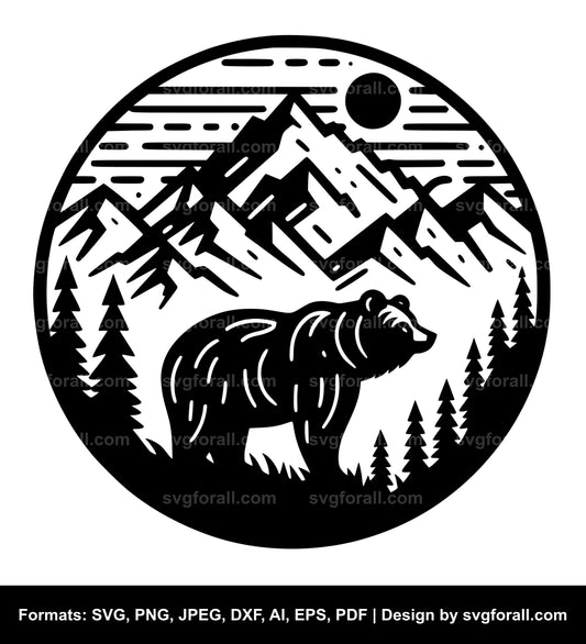 Bear With Mountains SVG PNG