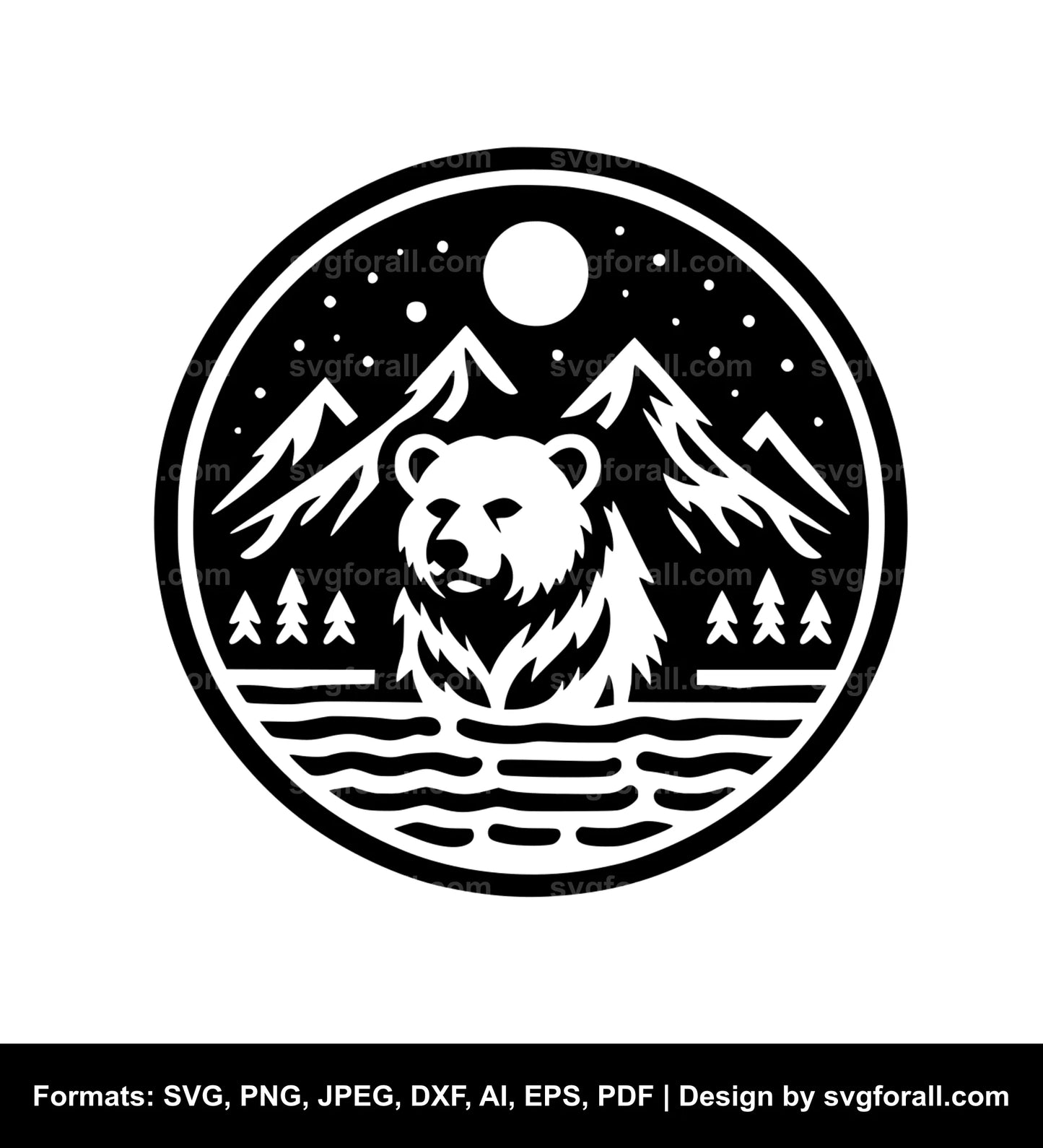 Bear With Mountains SVG Vector