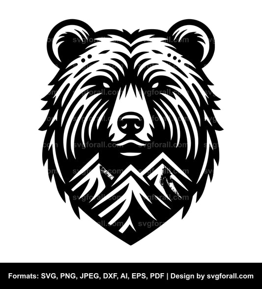 Bear With Mountains Vector SVG