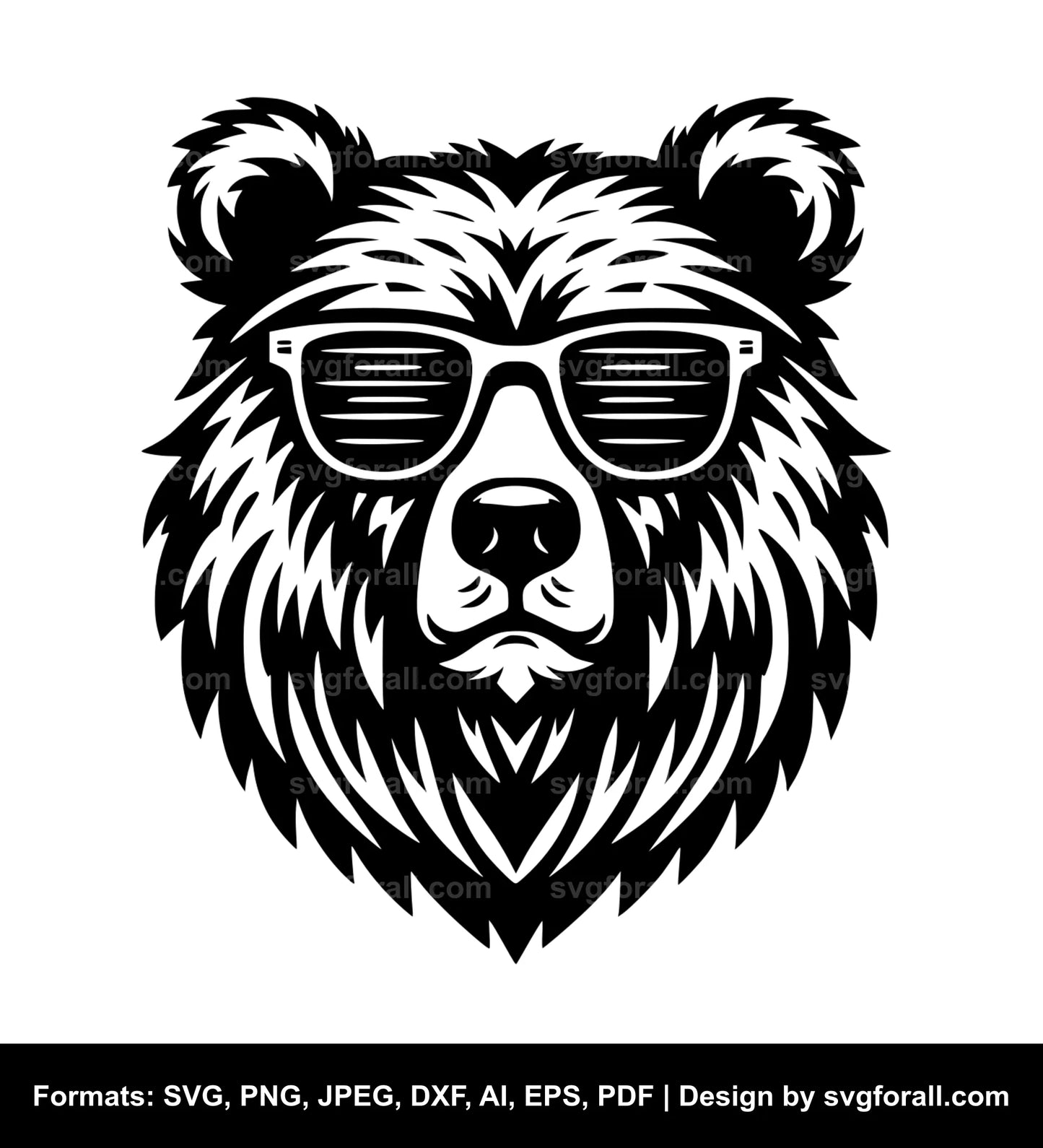 Bear With Sunglasses Black SVG