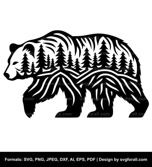 Bear With Trees SVG