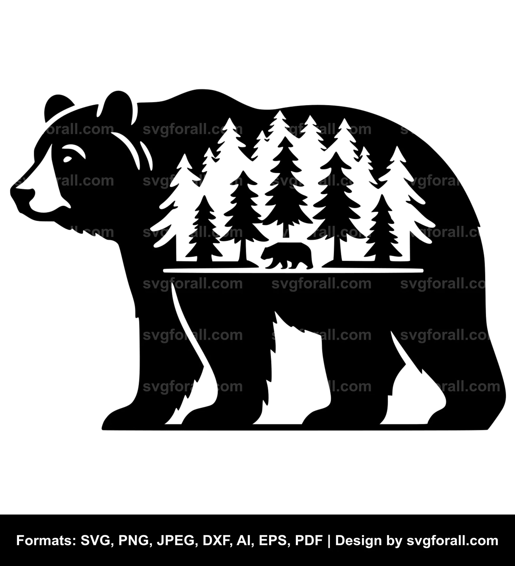 Bear With Trees SVG Design