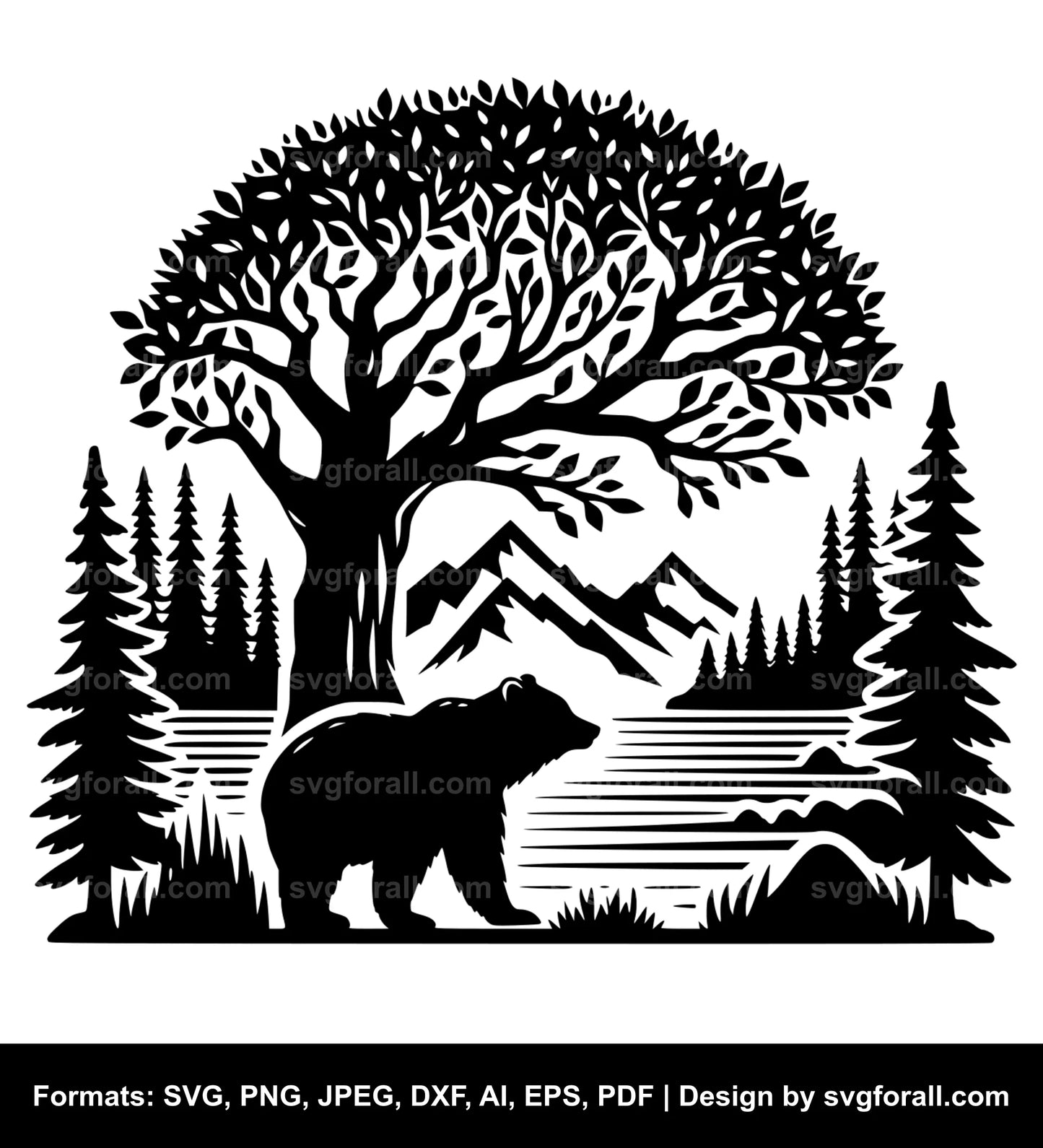 Bear With Trees SVG File