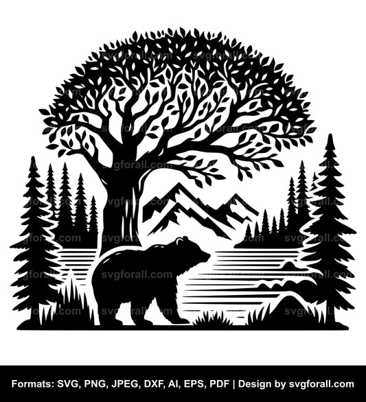 Bear With Trees SVG File