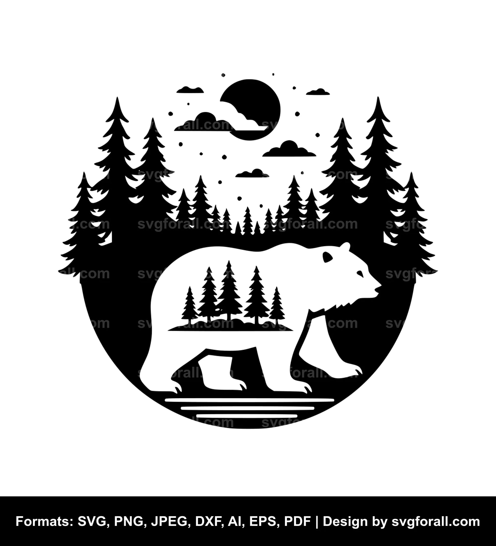 Bear With Trees SVG PNG