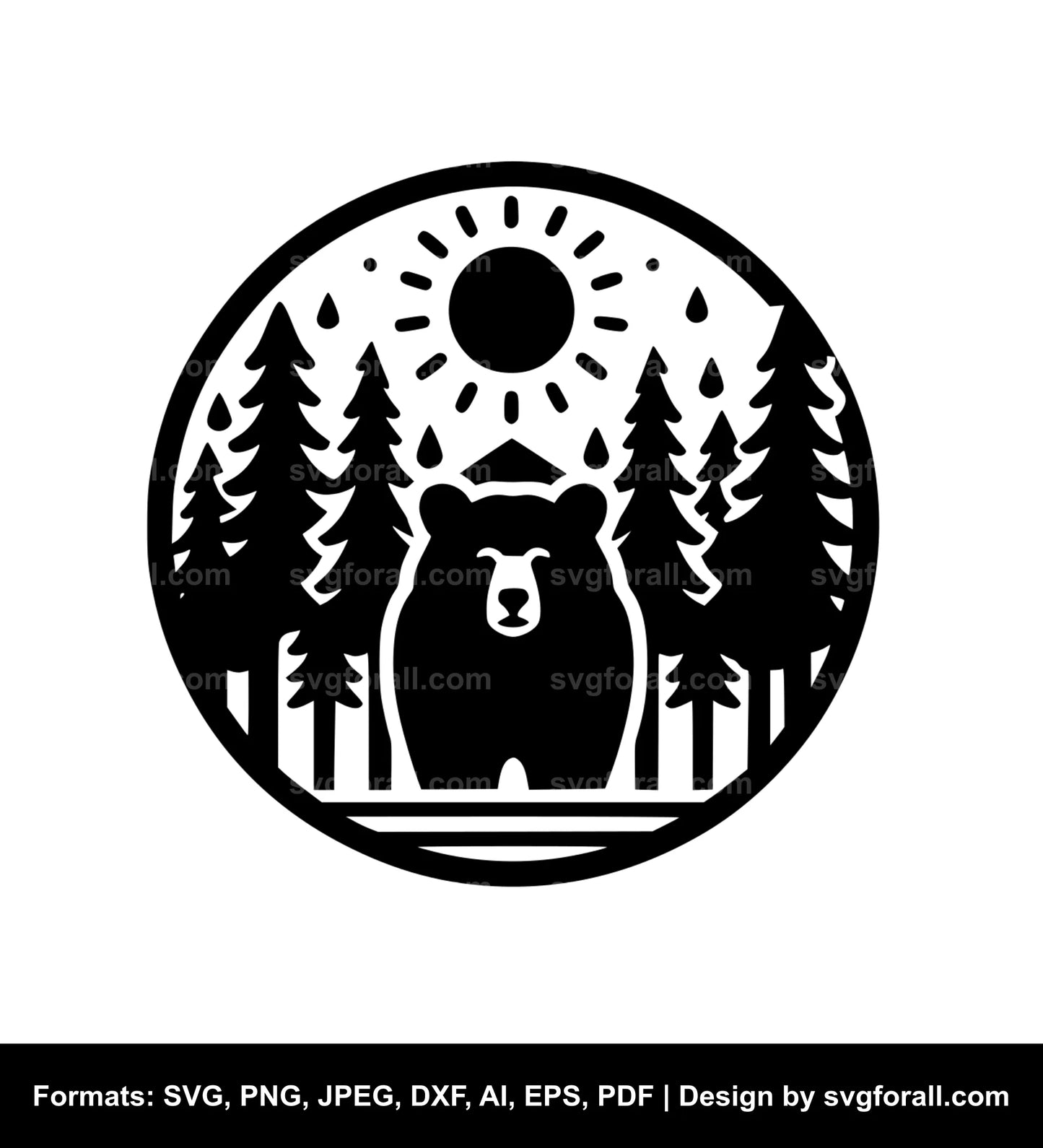 Bear With Trees Vector SVG