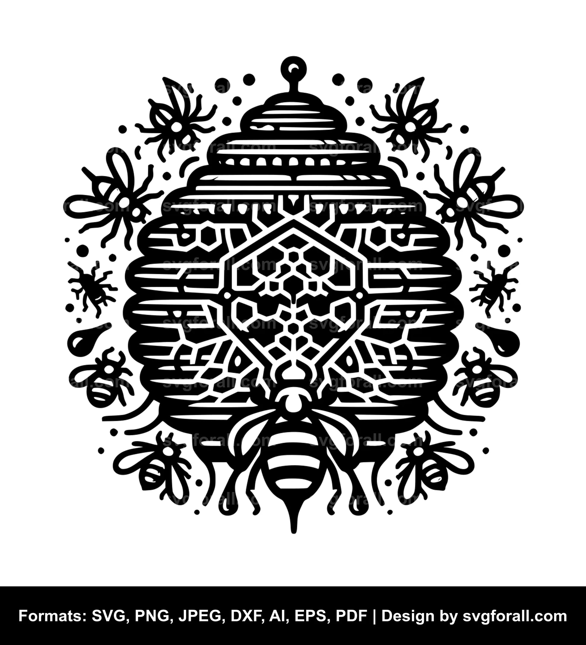 Bee Hive Black SVG