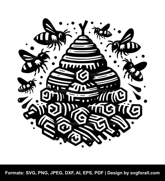 Bee Hive SVG Vector