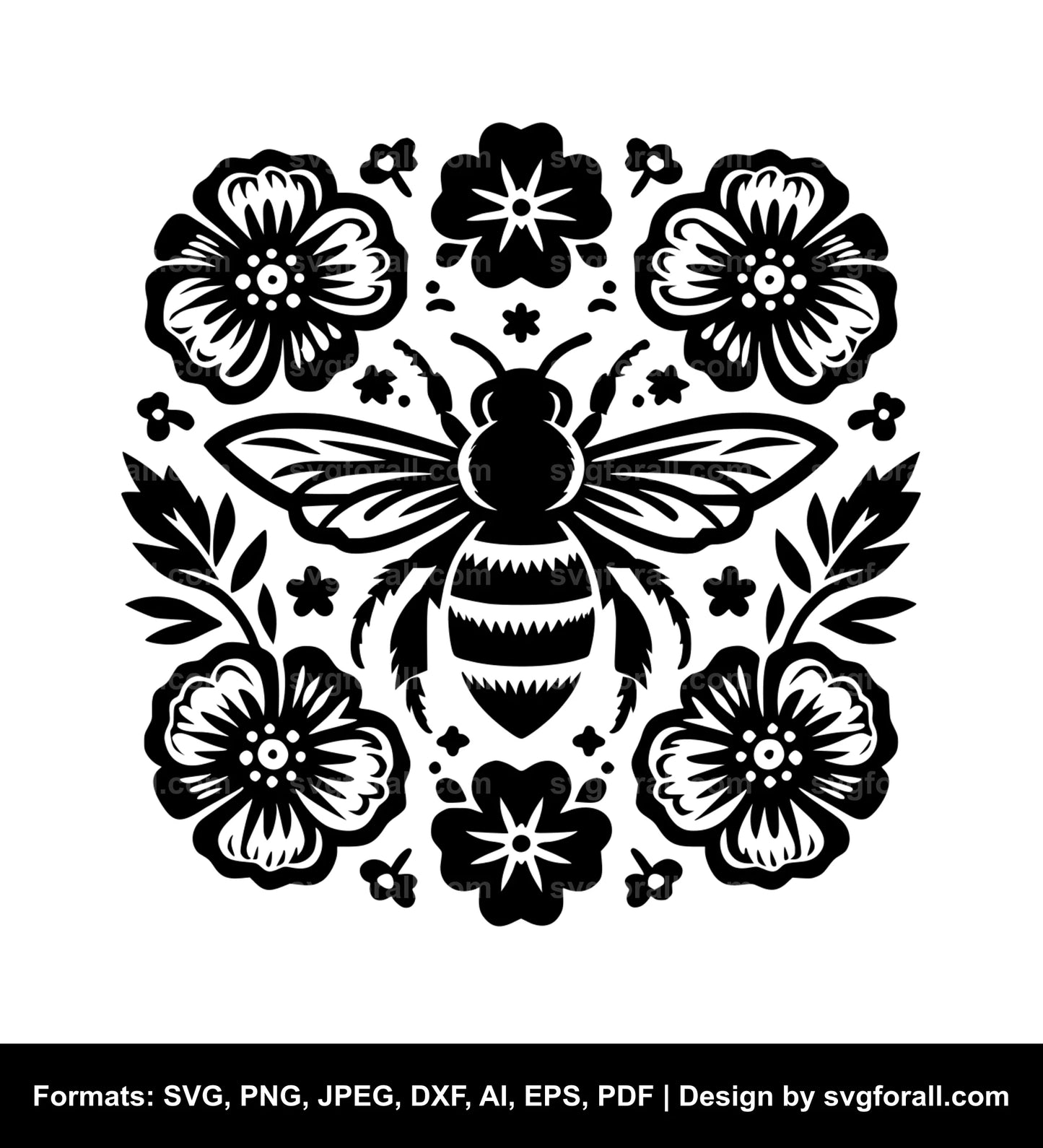 Bee With Flowers SVG