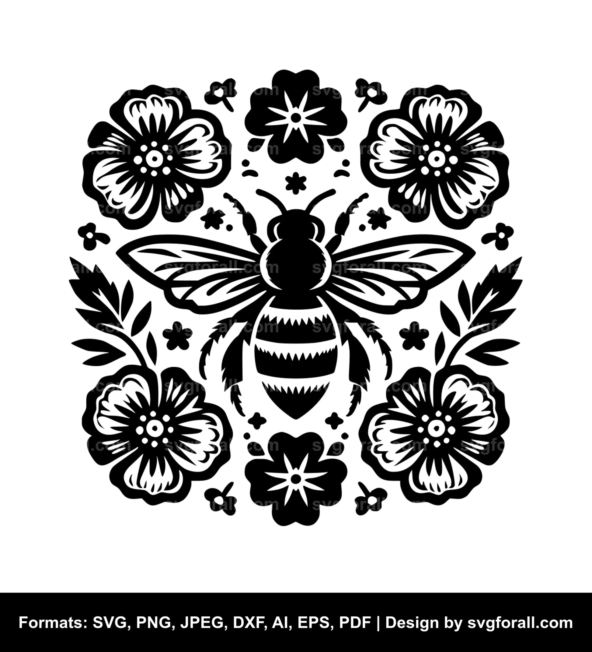 Bee With Flowers SVG