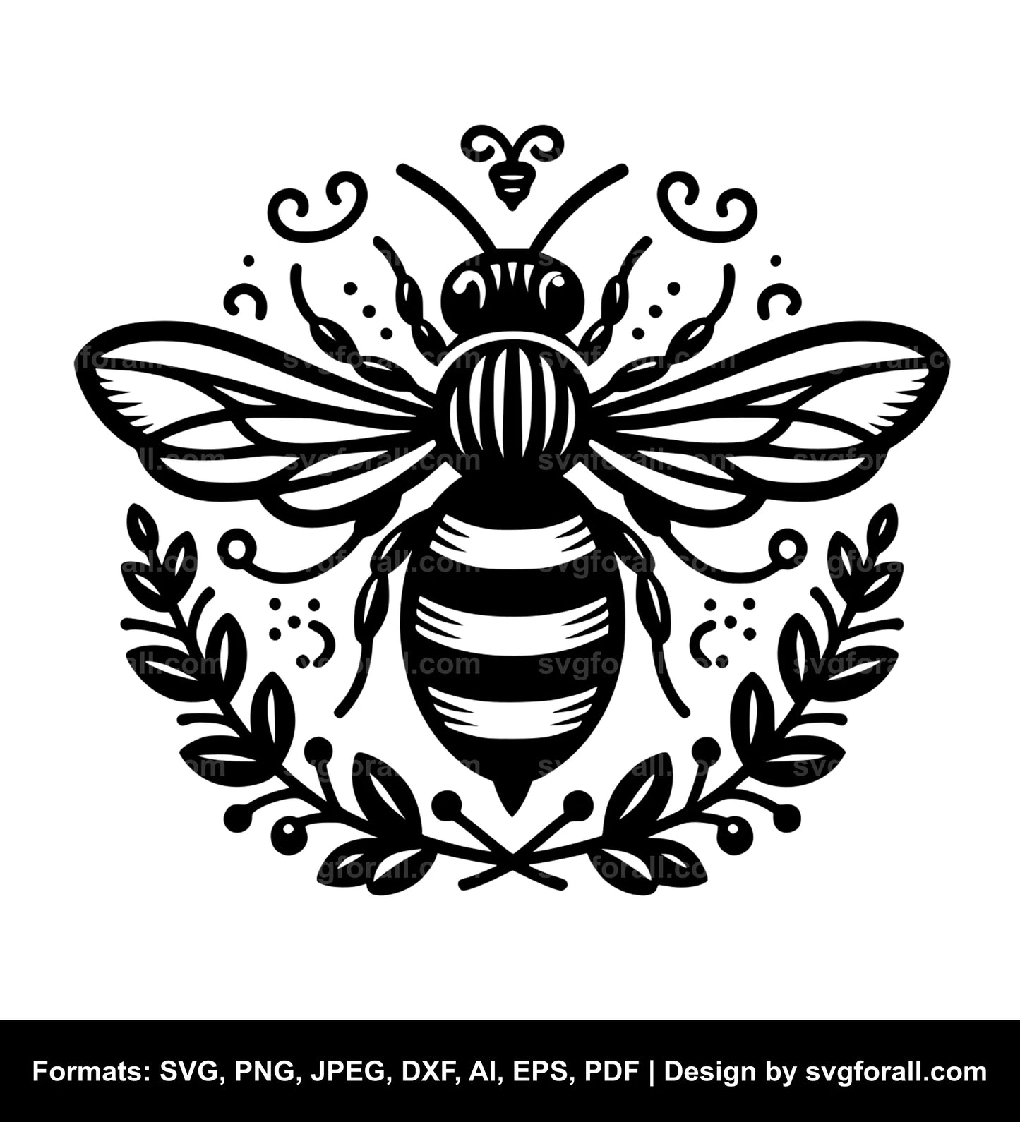 Bee With Trail Black SVG