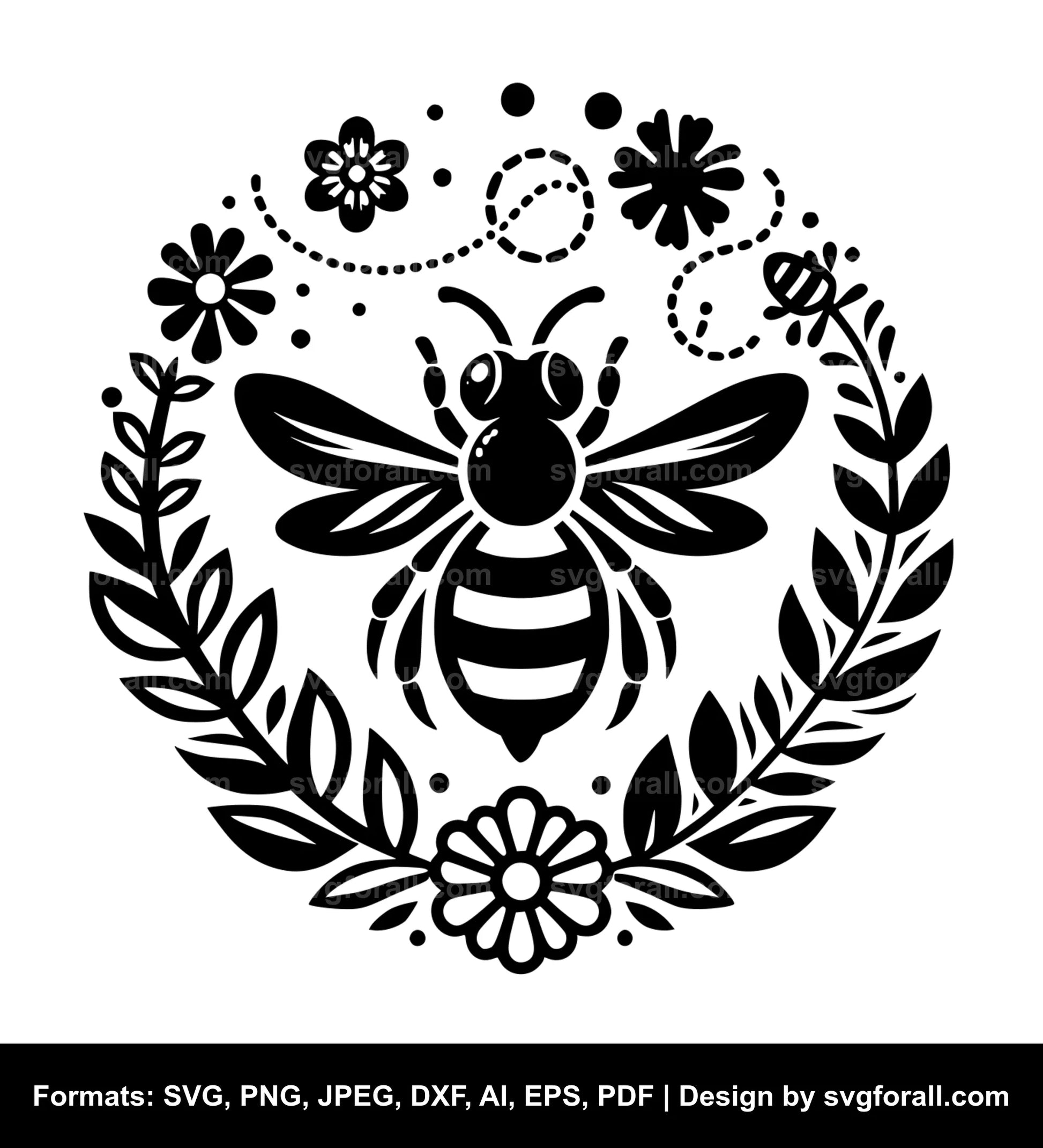 Bee With Trail SVG File