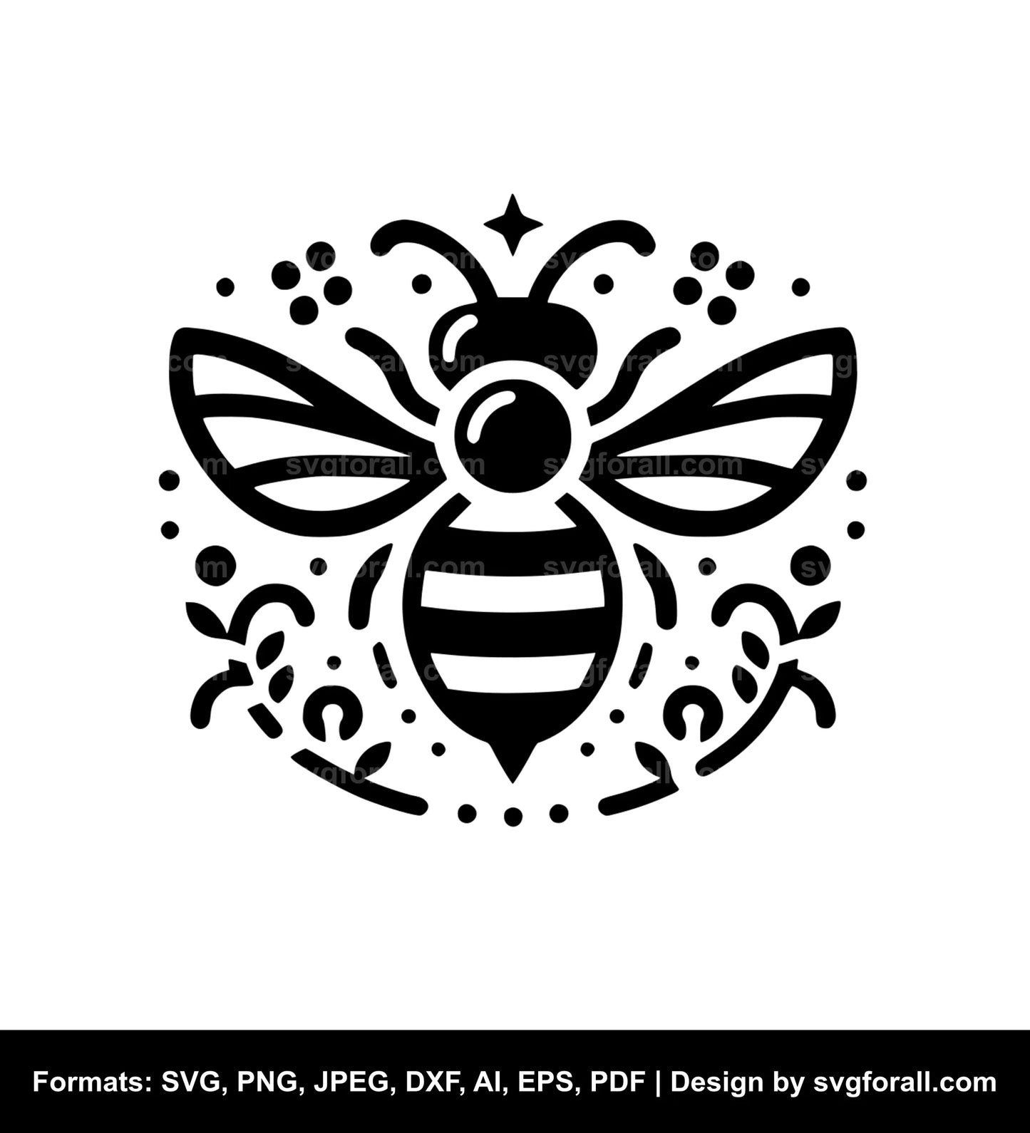 Bee With Trail SVG PNG