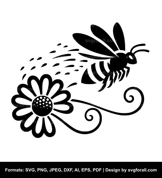 Bee With Trail SVG Vector