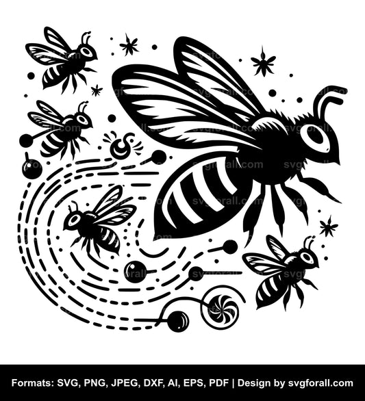 Bee With Trail Vector SVG