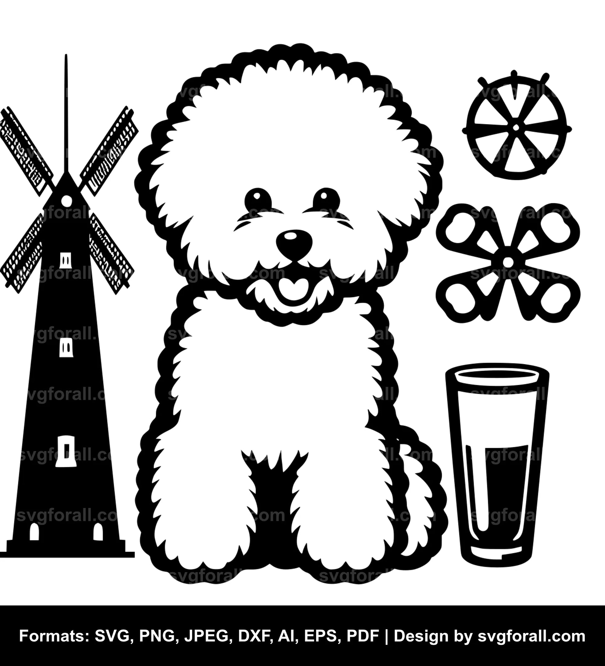 Bichon Frise Dog Black SVG