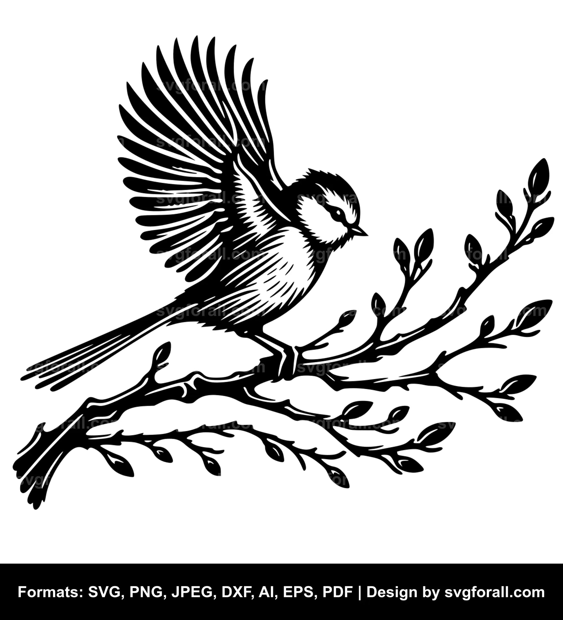 Bird On Branch SVG