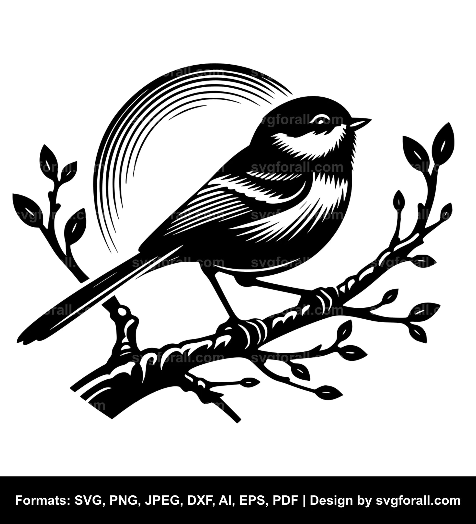 Bird On Branch SVG Vector