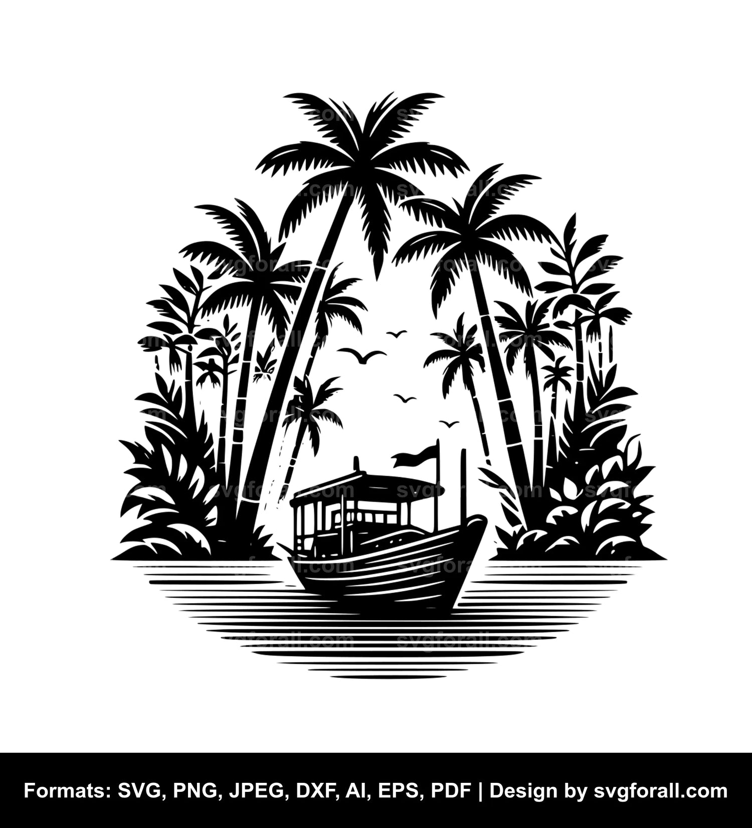 Boat In Jungle Cricut SVG