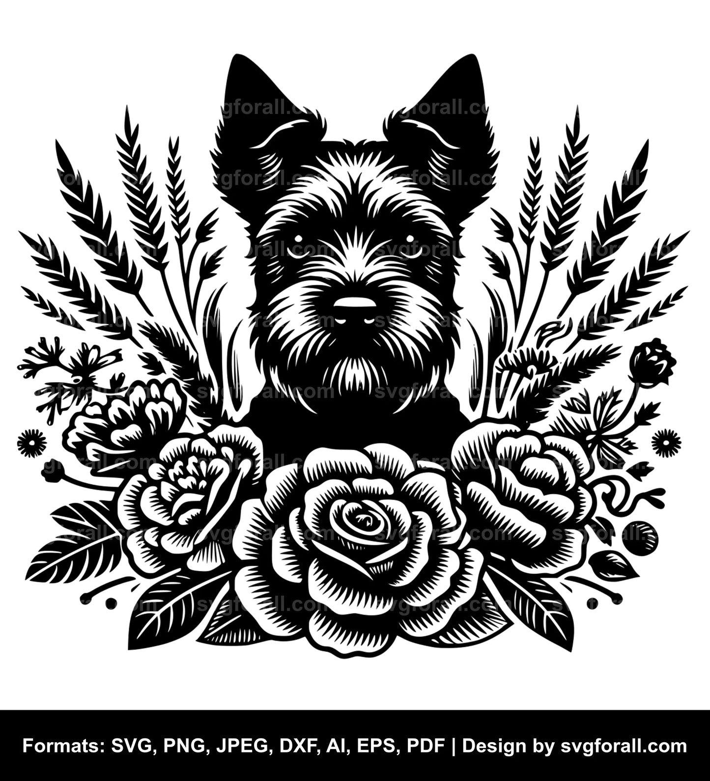 Border Terrier Dog Black SVG