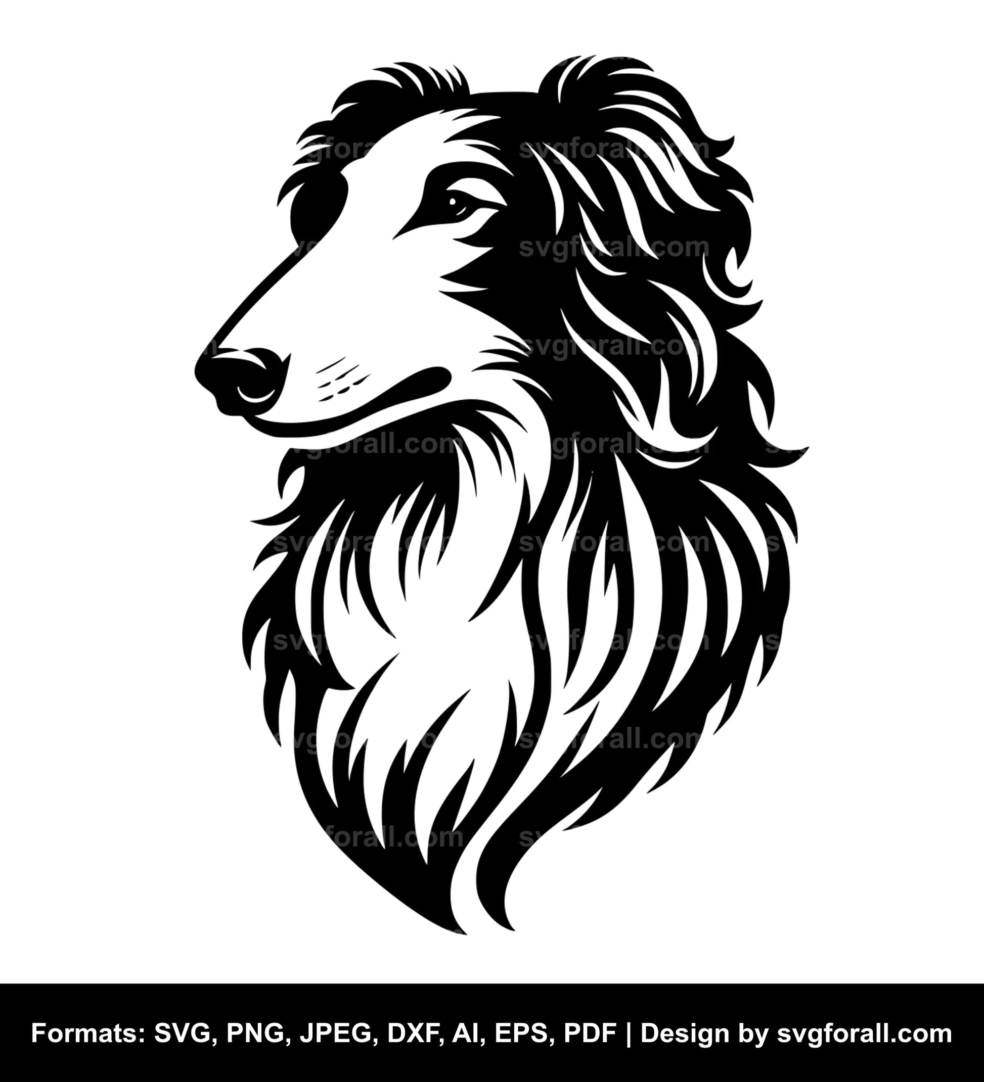 Borzoi Dog Black SVG