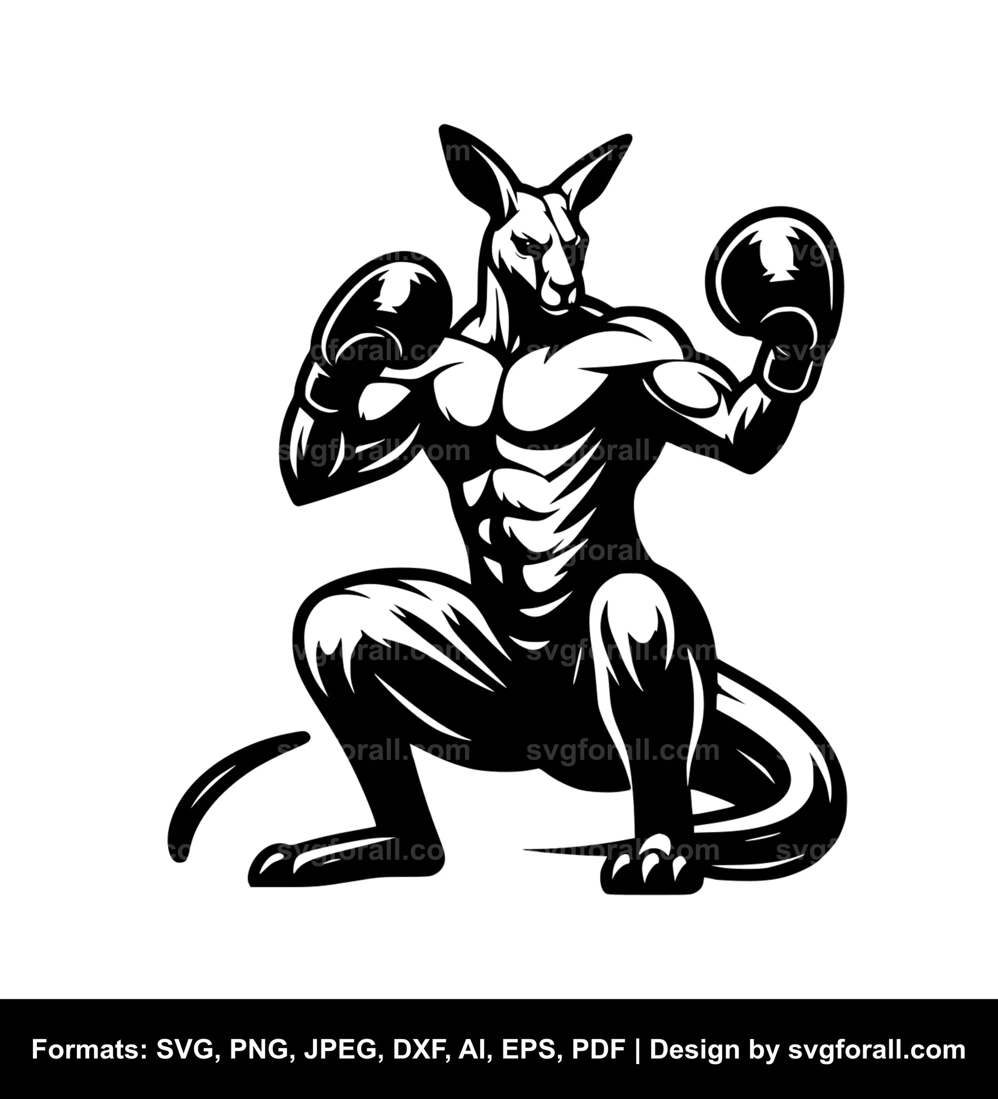 Boxing Kangaroo Black SVG