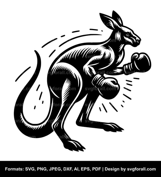 Boxing Kangaroo Black SVG PNG