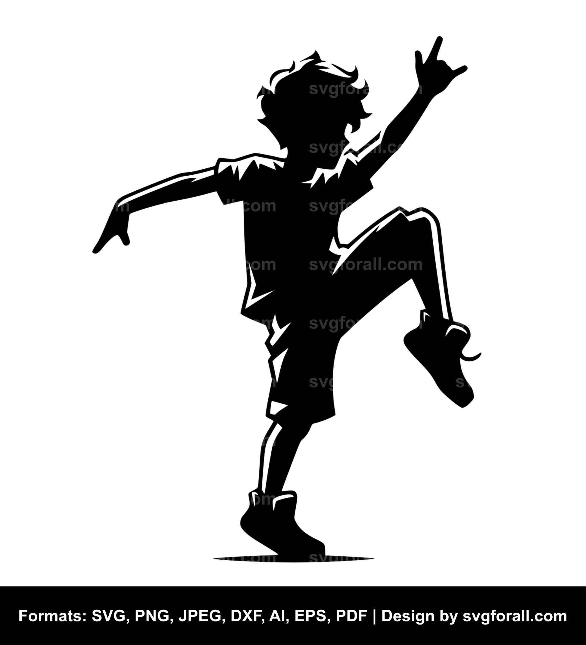 Boy Dancing Black SVG