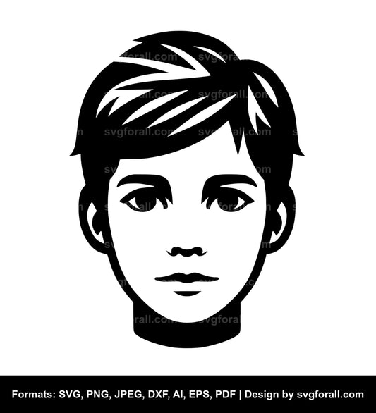 Boy Face Black SVG