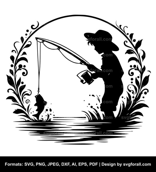 Boy Fishing SVG File