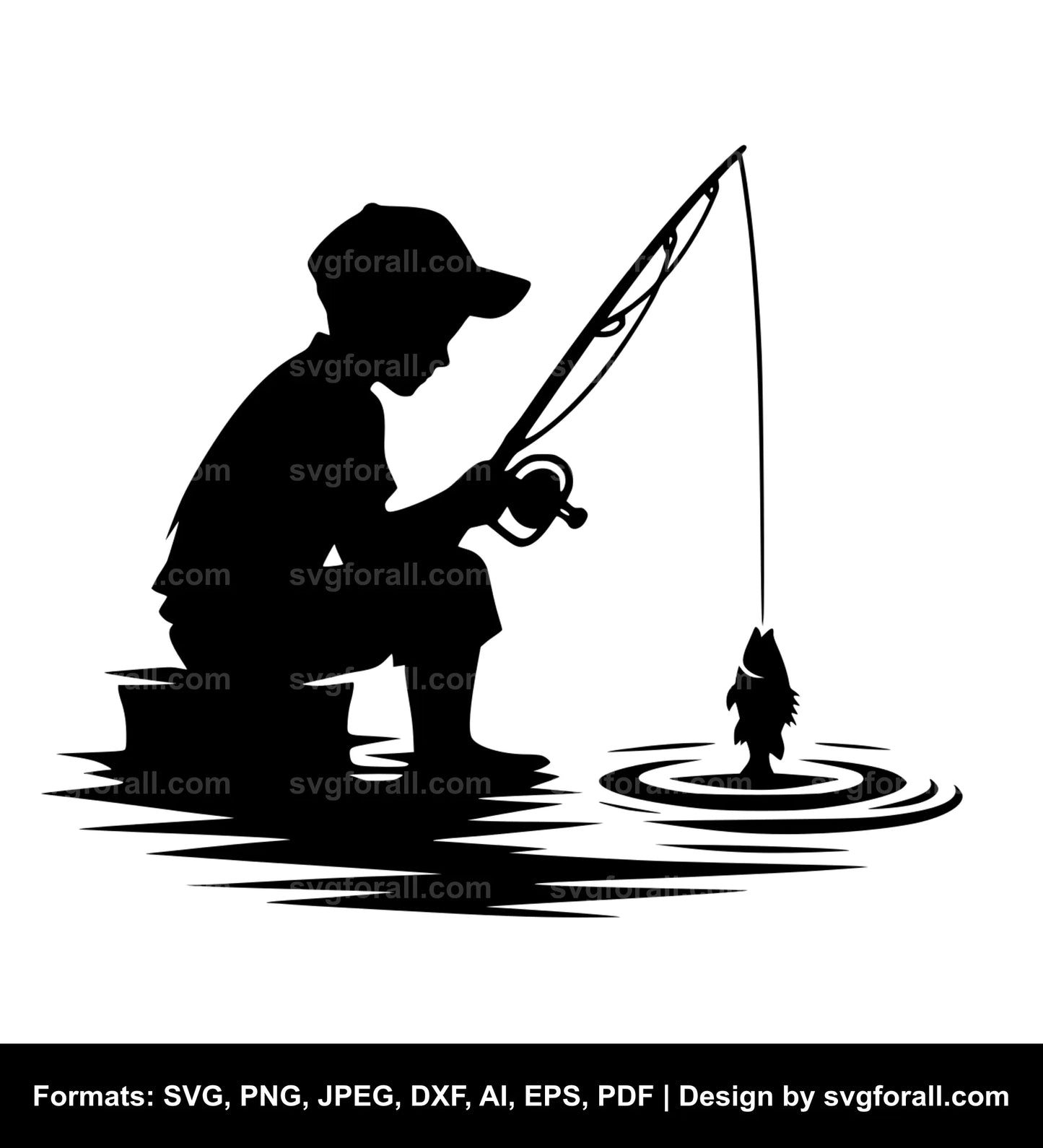 Boy Fishing SVG PNG