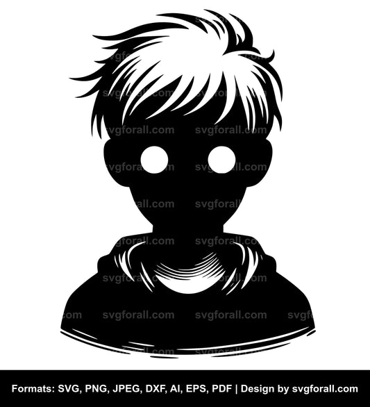 Boy Ghost Face Black SVG