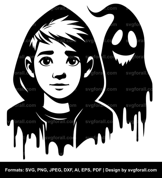 Boy Ghost Face SVG Design